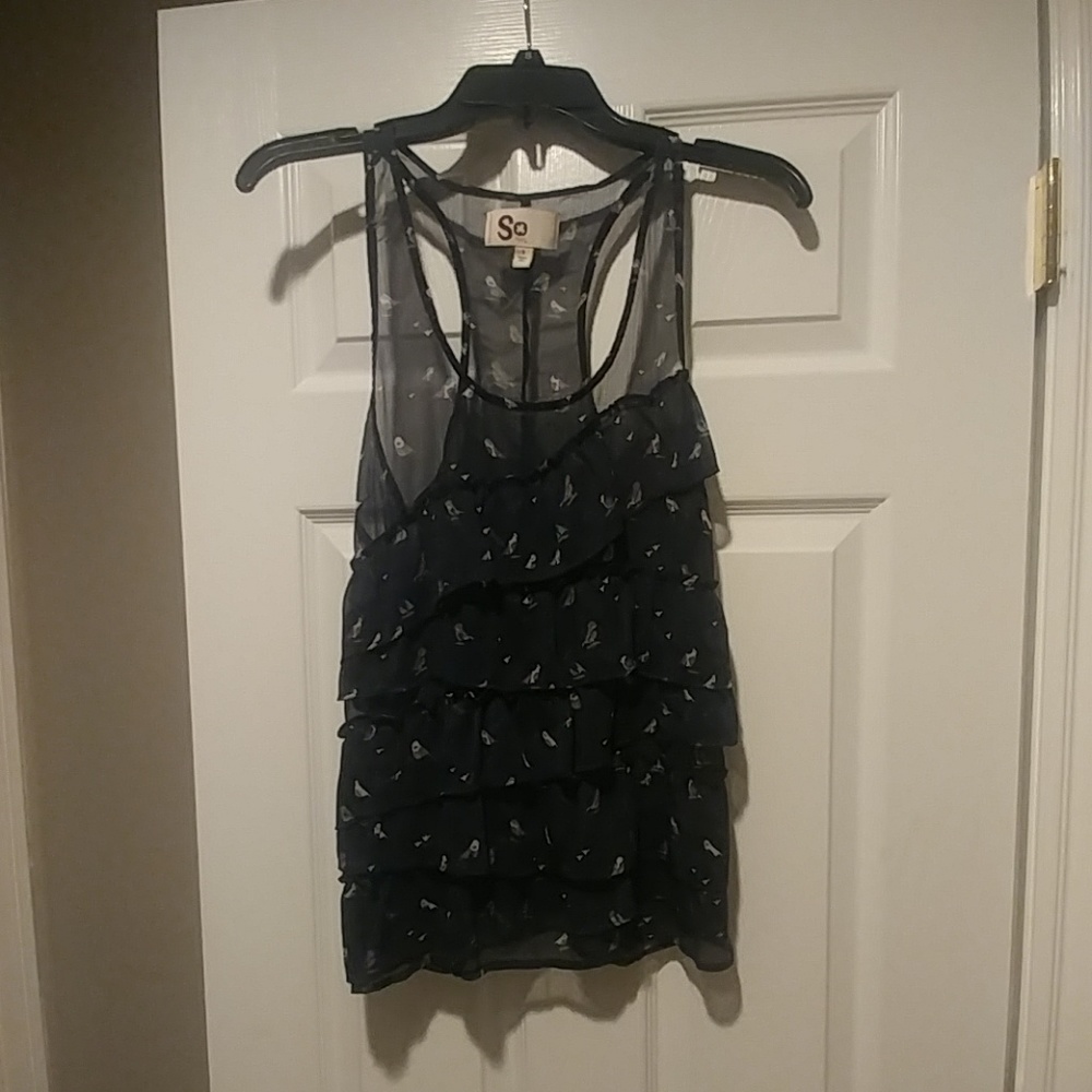 Sheer navy tank with birds